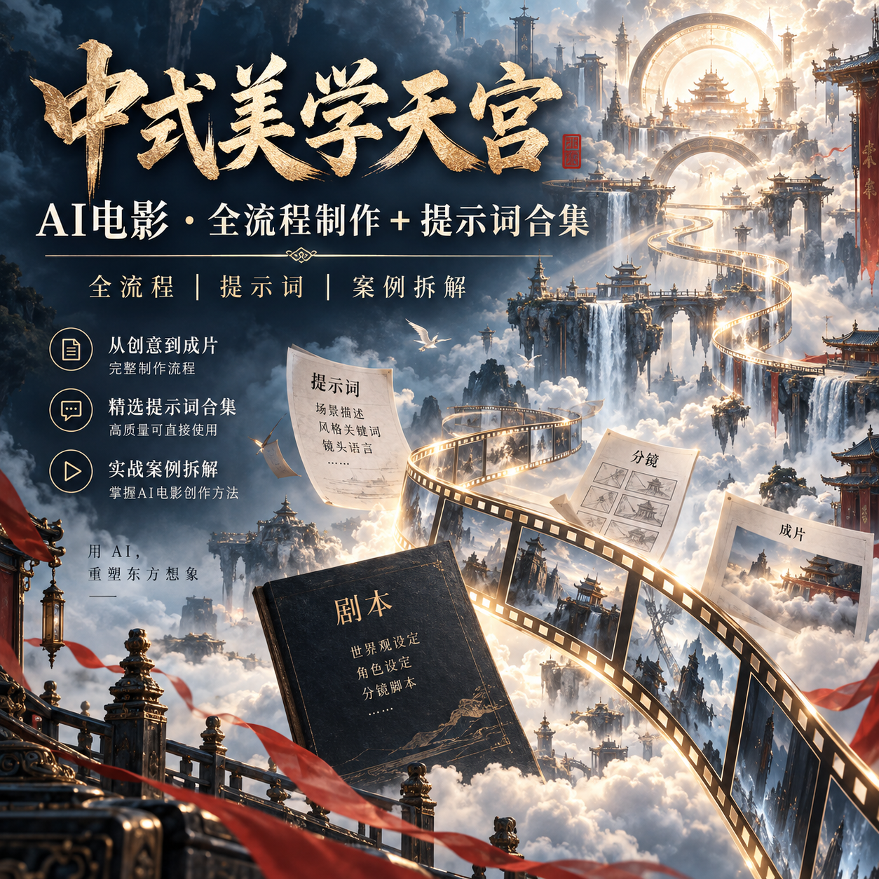 中式美学天宫AI电影，全流程制作+提示词合集